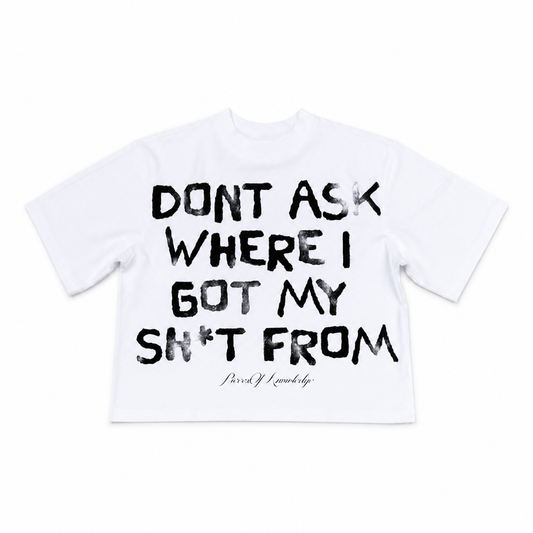 The “Don’t Ask” Heavyweight Cropped Statement Tee | Crisp White