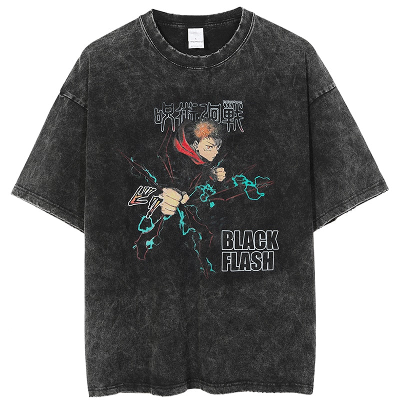 Jujutsu Kaisen Black Flash Vintage Distressed Tee